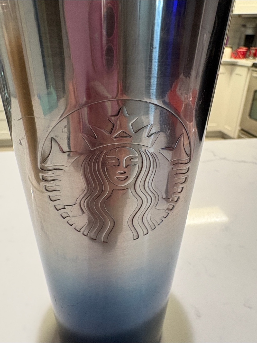 Starbucks Silver to Blue Ombre Stainless Steel Travel Cup - Picture 2 of 5